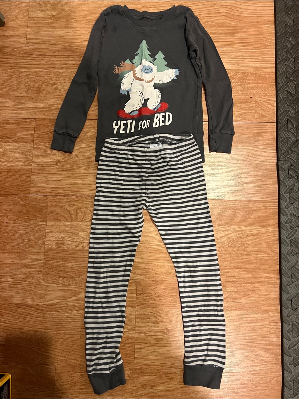 Carter's Black Yeti Pajama Set with White and Black Striped Pants